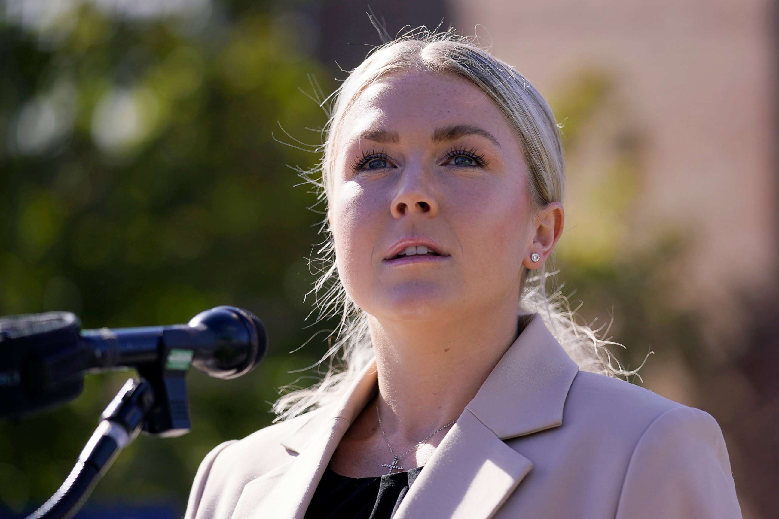 PHOTO: New Hampshire Republican 1st Congressional District candidate Karoline Leavitt attends a campaign event in Manchester, N.H., Sept. 29, 2022.