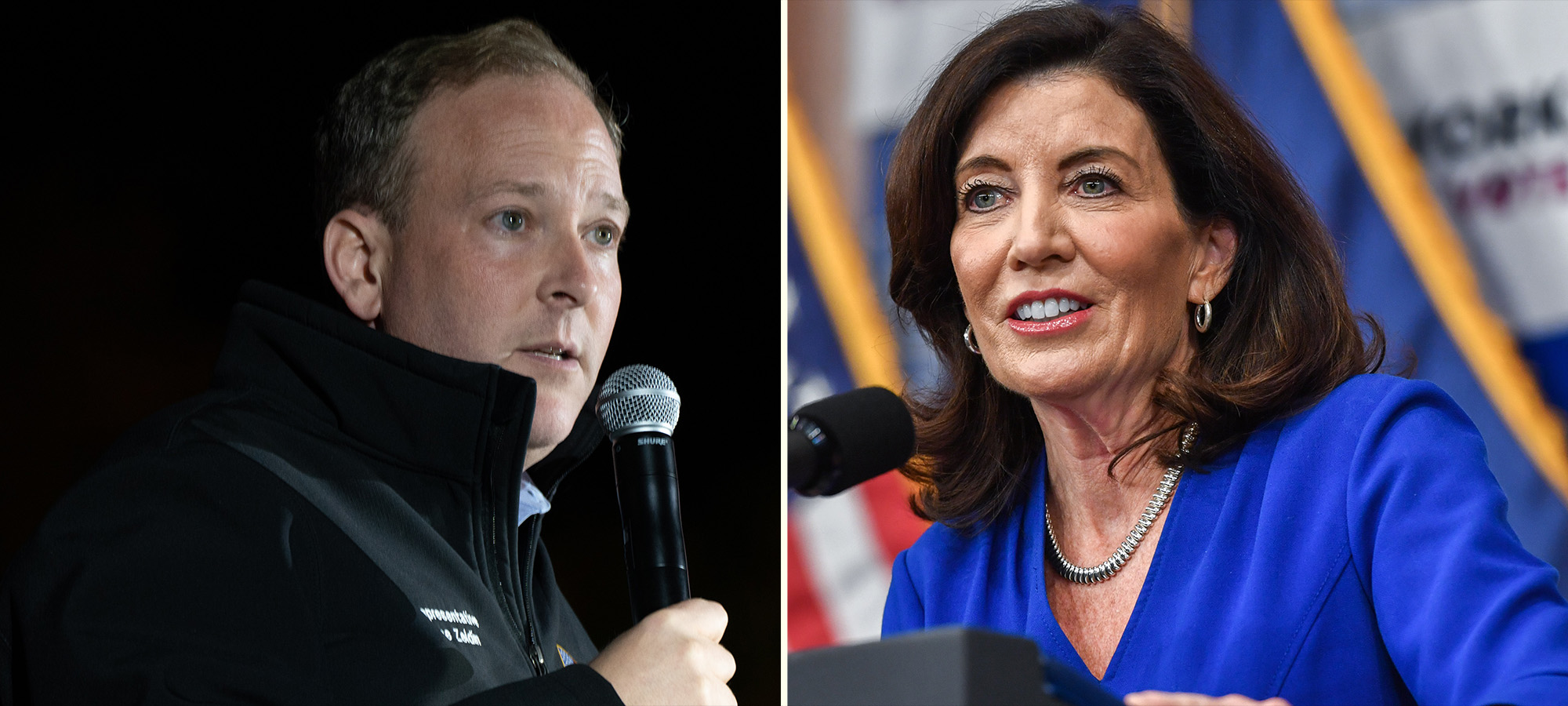 PHOTO: Two candidates in the New York gubernatorial race  Lee Zeldin and Kathy Hochul are pictured in composite file images.