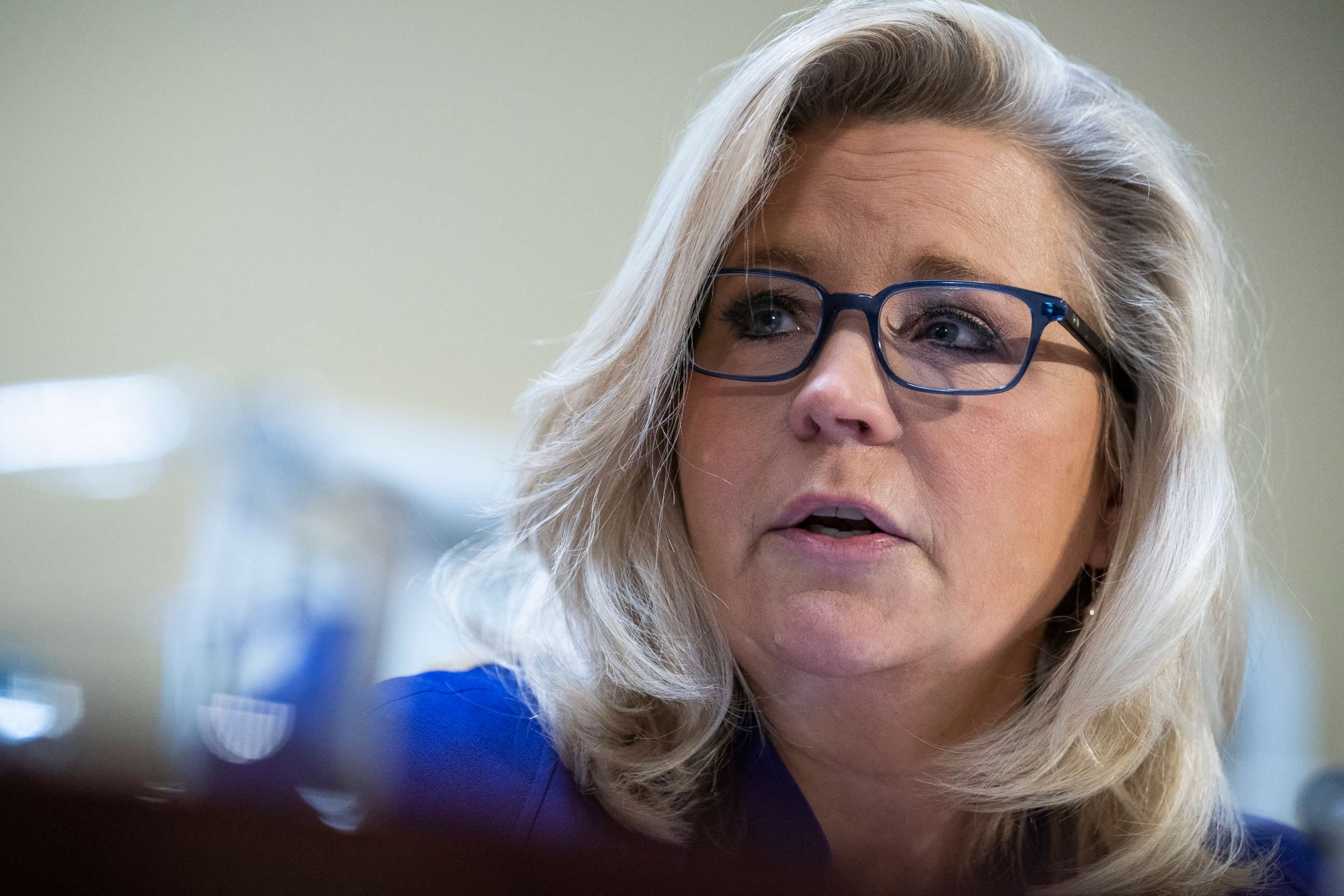 PHOTO: Rep. Liz Cheney testifies during the House Rules Committee meeting in Washington, Dec. 2, 2021.