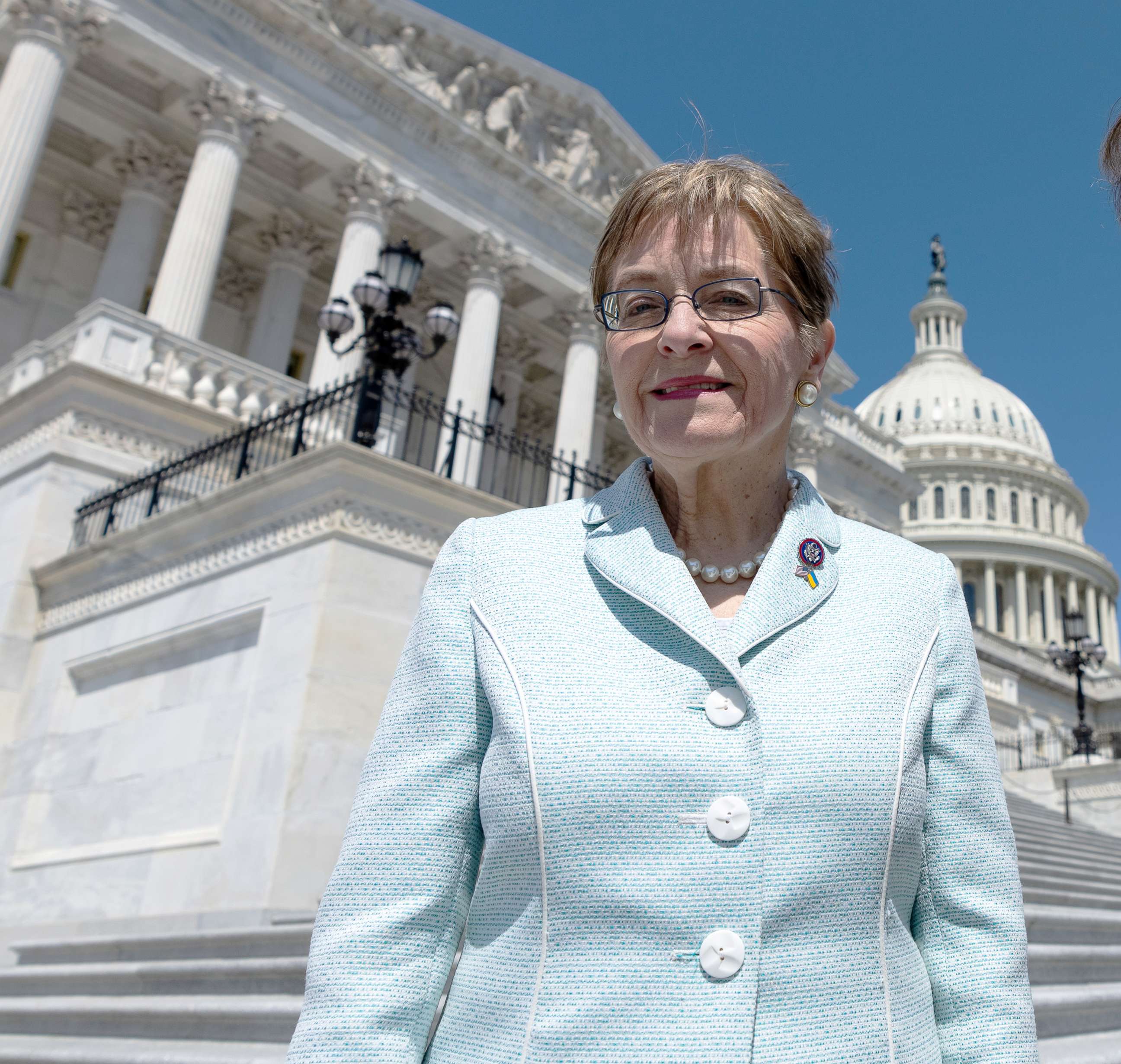 PHOTO: Rep. Marcy Kaptur, D-Ohio stands on the House steps at the Capitol , April 28, 2022.