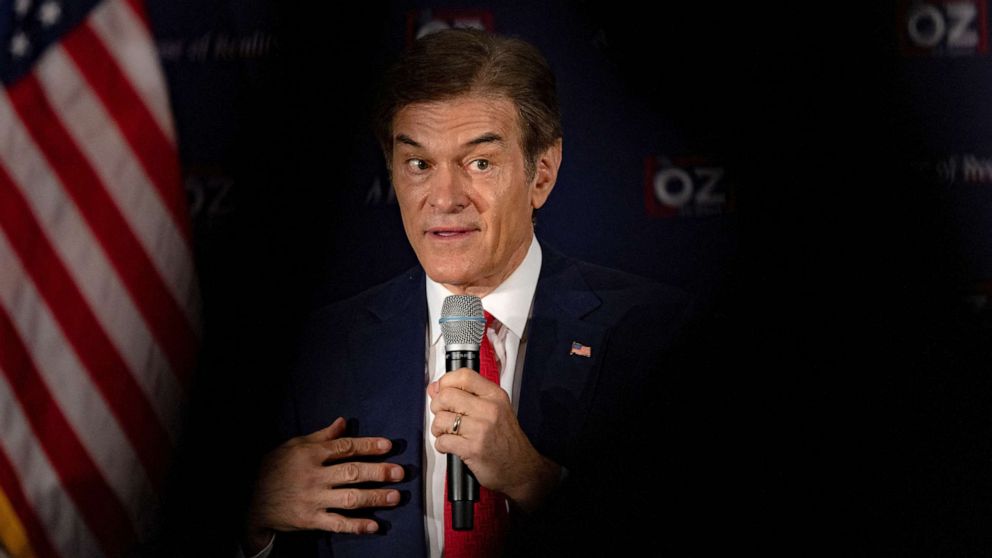  Pennsylvania Republican U.S. Senate candidate Dr. Mehmet Oz speaks during a campaign event ahead of the upcoming primary elections in Blue Bell, Pa., May 16, 2022.