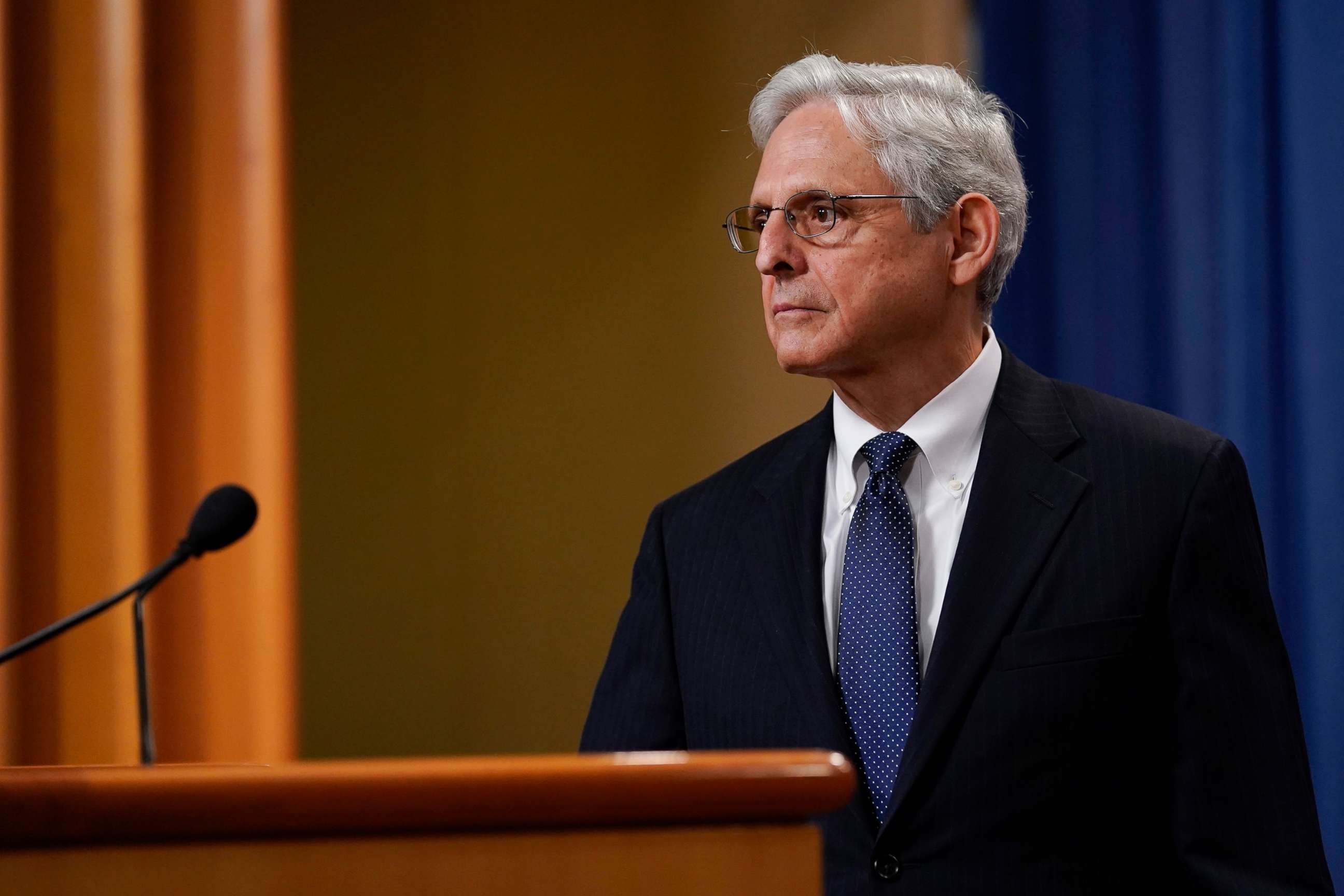 PHOTO: Attorney General Merrick Garland listens to a question as he leaves the podium after speaking at the Justice Department in Washington, Aug. 11, 2022.