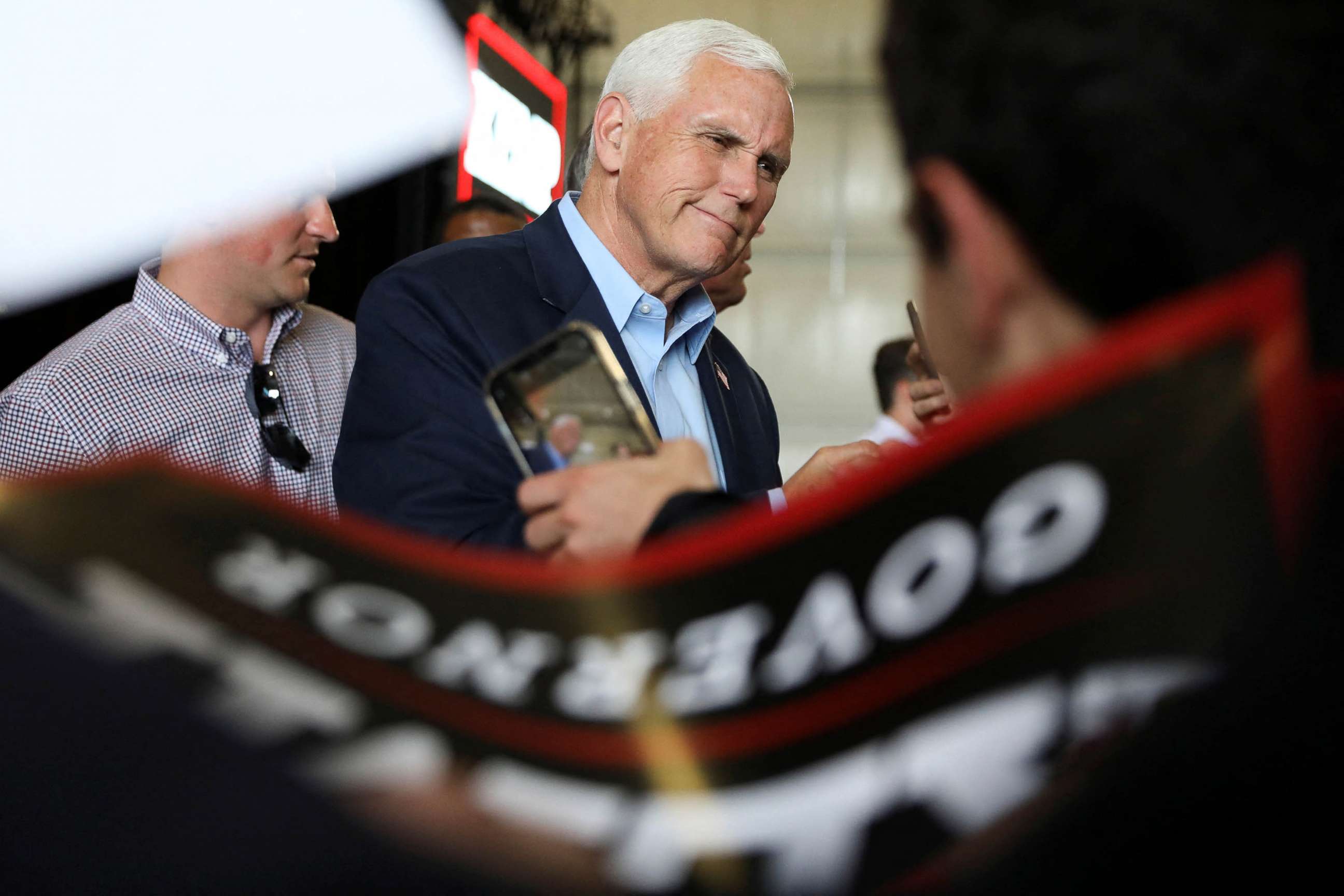 PHOTO: Former U.S. Vice President Mike Pence attends a rally for Georgia Governor Brian Kemp, ahead of the state's Republican primary, in Kennesaw, Ga., May 23, 2022. 