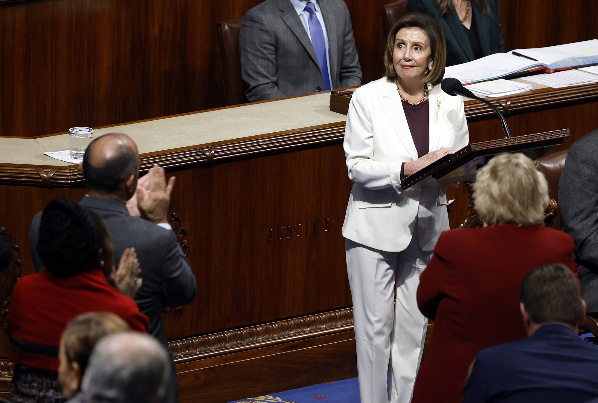 PHOTO: Speaker of the House Nancy Pelosi delivers remarks from the House Chambers of the U.S. Capitol, Nov. 17, 2022.