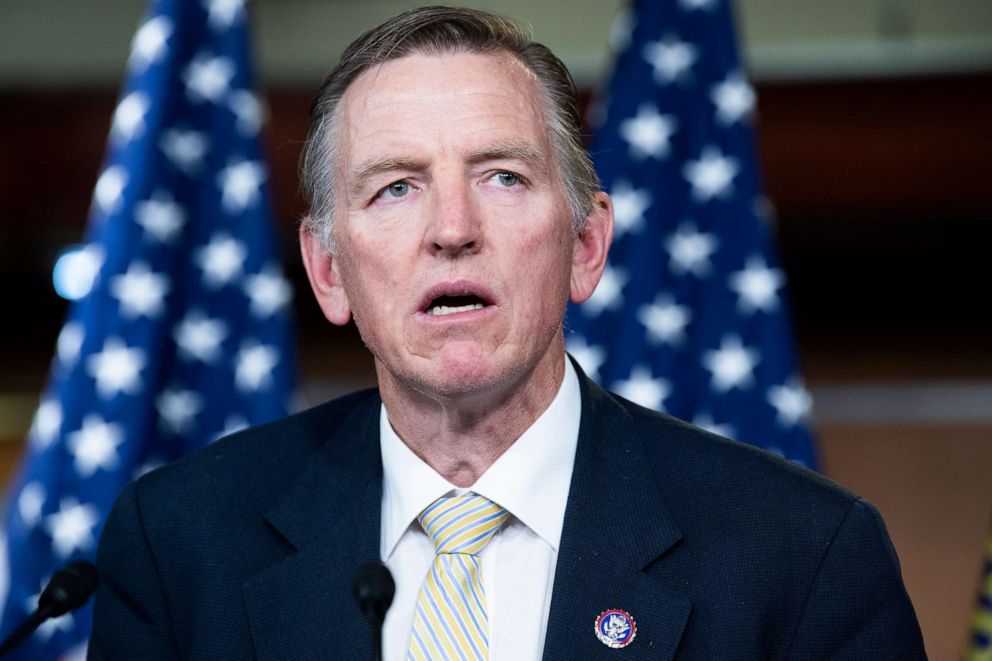 PHOTO: Rep. Paul Gosar conducts a news conference in the Capitol Visitor Center in Washington, June 15, 2021.