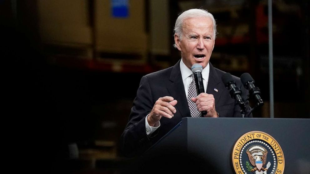 PHOTO: President Joe Biden speaks at an IBM facility in Poughkeepsie, New York, Oct. 6, 2022.