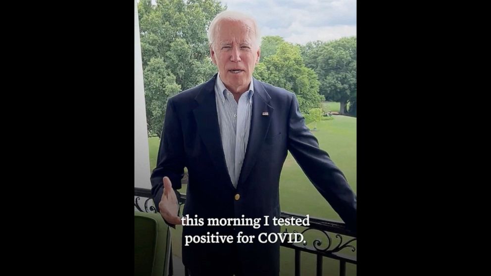 PHOTO: President Joe Biden speaks in from the White House in a video released on July 21, 2022, in Washington. 