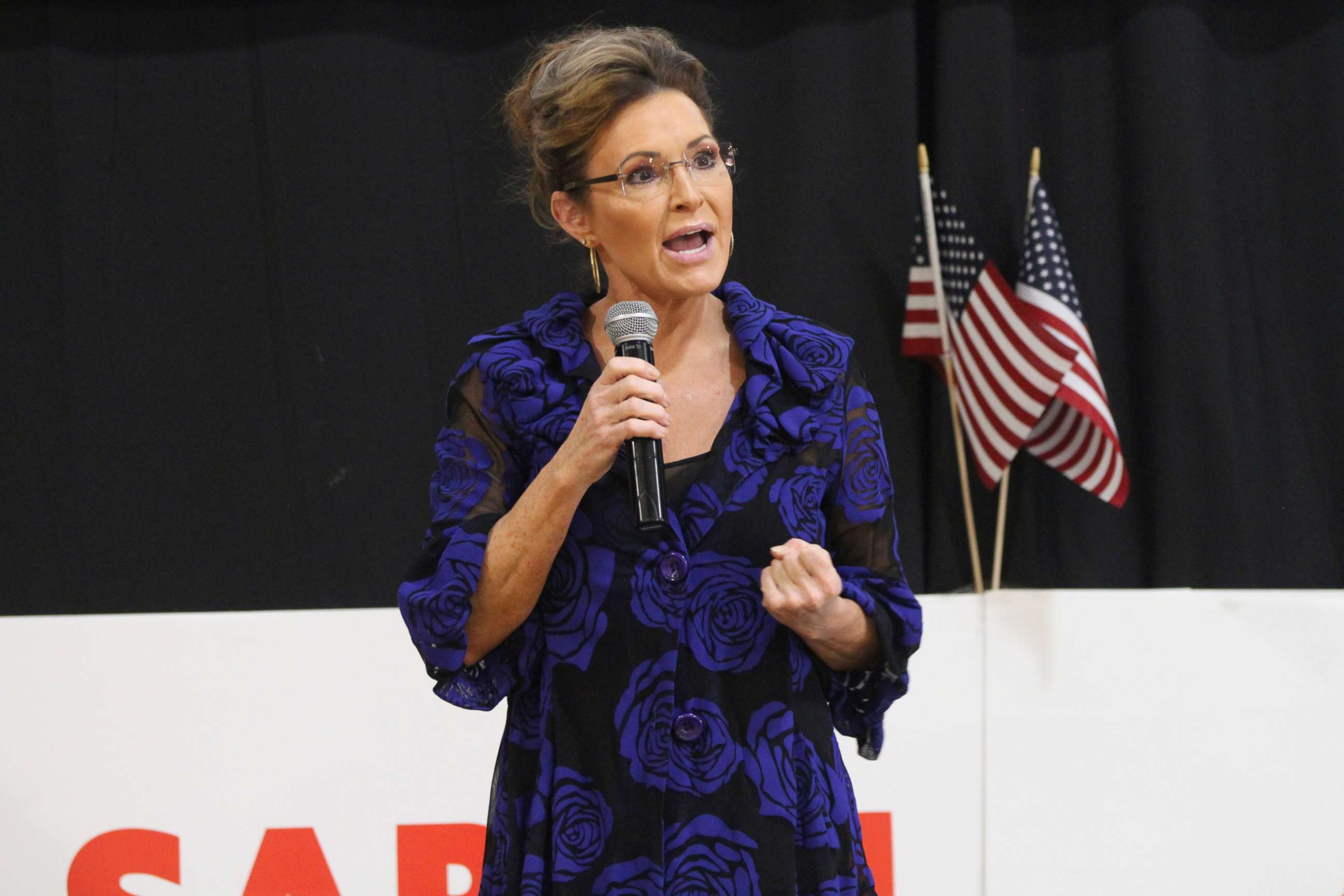 PHOTO: Sarah Palin, a Republican seeking the sole U.S. House seat in Alaska, addresses supporters in Anchorage, Alaska, June 2, 2022.