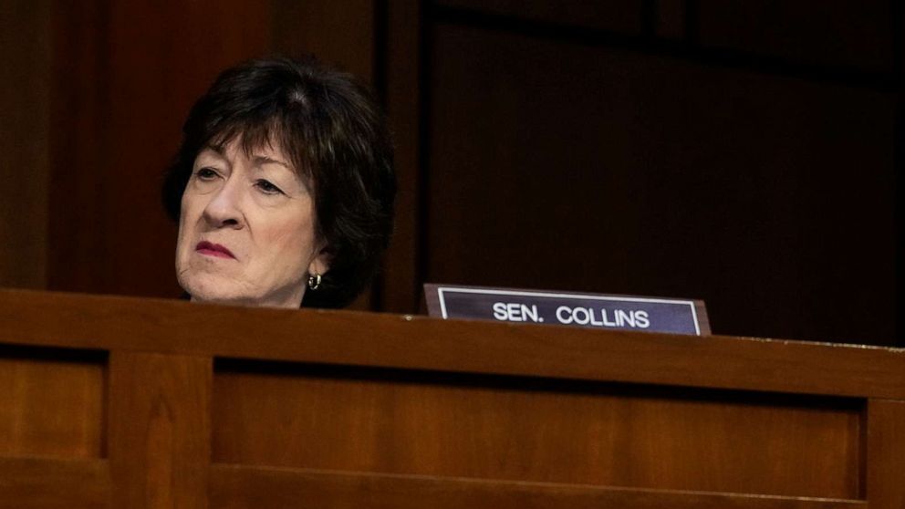 PHOTO: Sen. Susan Collins attends a Senate Committee on Health, Education, Labor and Pensions hearing about the federal response to monkeypox, on Capitol Hill, September 14, 2022.