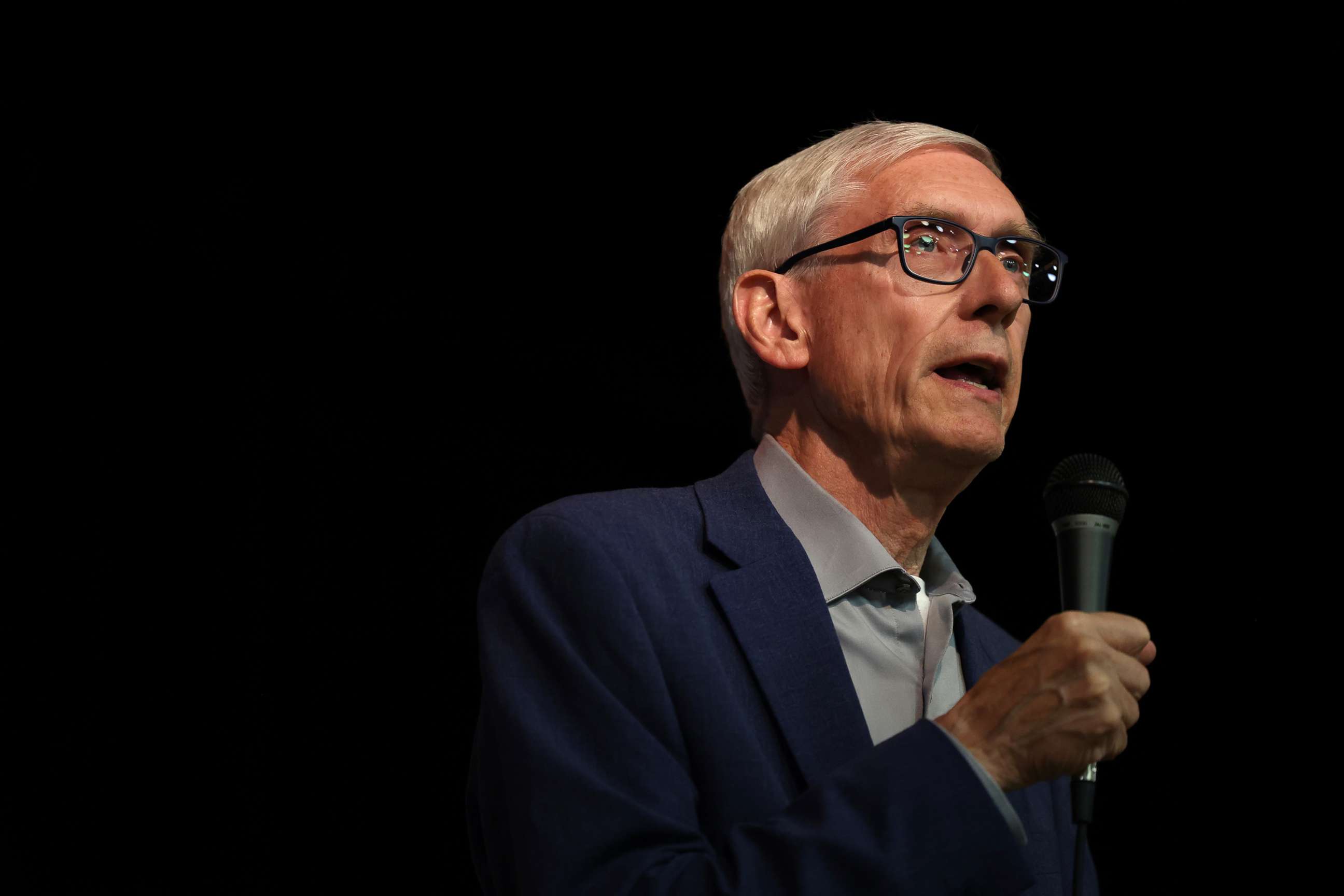 PHOTO: Wisconsin Governor Tony Evers speaks during a campaign rally in Milwaukee, Sept. 24, 2022.