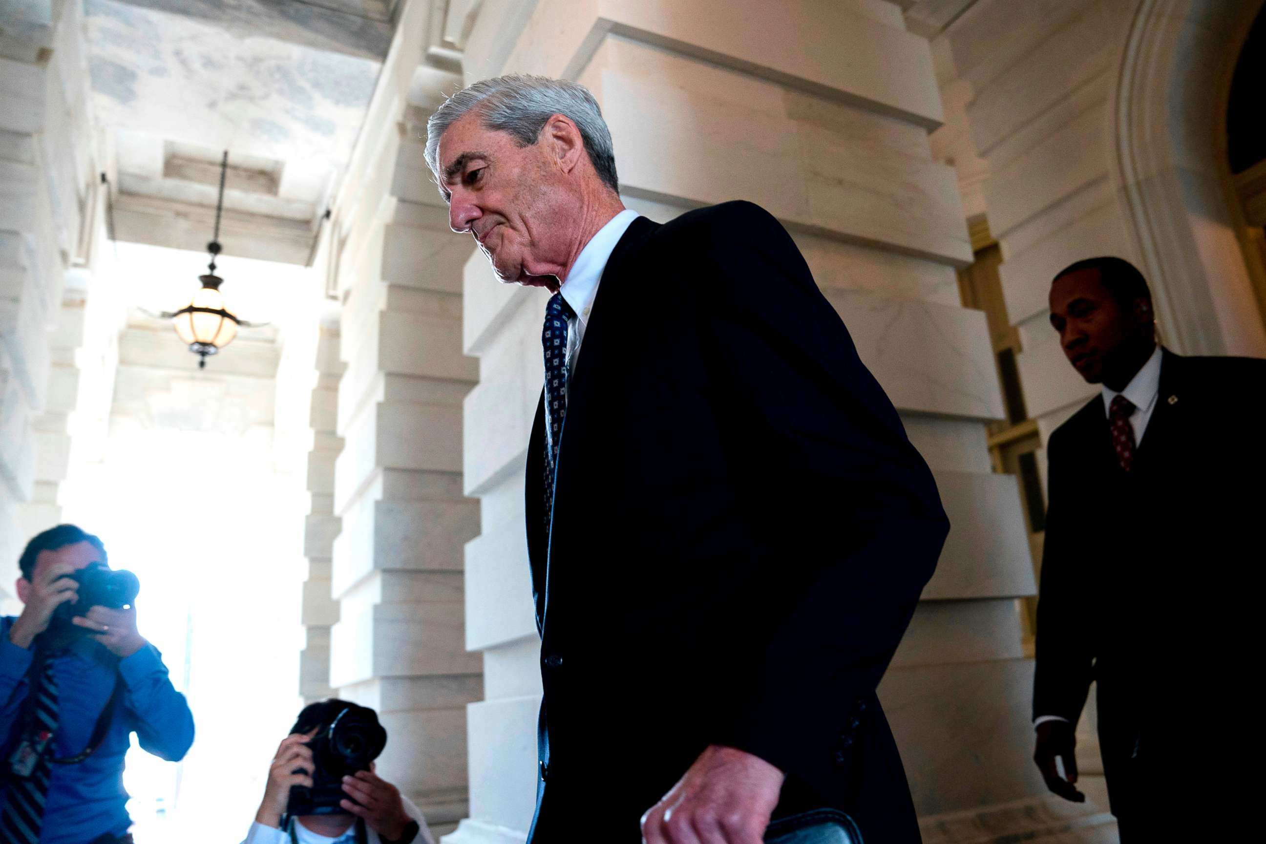PHOTO:Former FBI Director Robert Mueller, the special counsel probing Russian interference in the 2016 election, departs Capitol Hill, June 21, 2017, following a closed door meeting in Washington. 