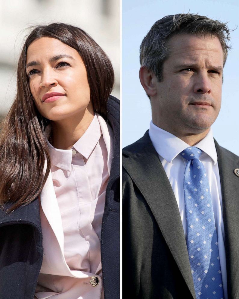 PHOTO: Rep. Alexandria Ocasio-Cortez and Rep. Adam Kinzinger are pictured in a composite file image, 2020.