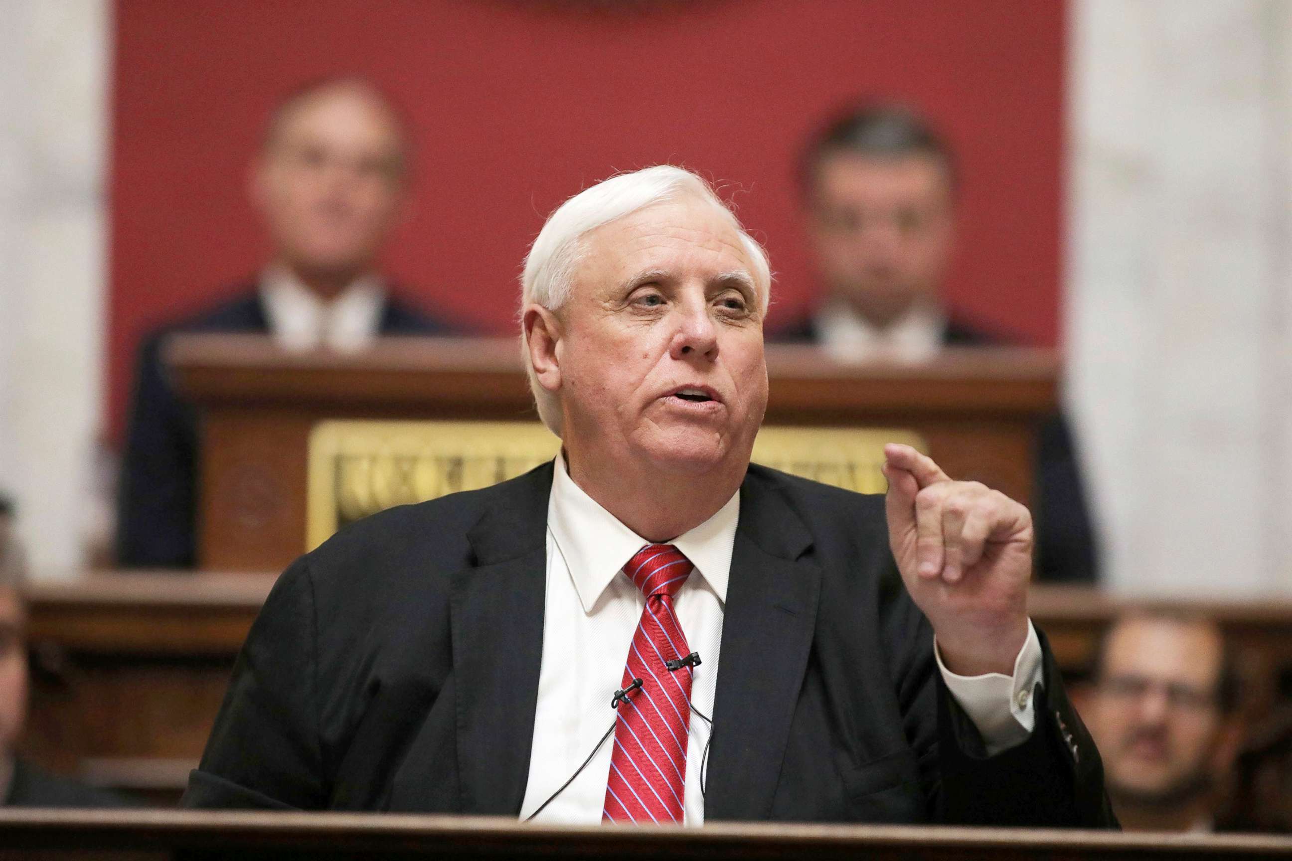 PHOTO: Governor Jim Justice delivers his annual State of the State address in the House Chambers at the state capitol, in Charleston, W.Va., Jan 8, 2020.