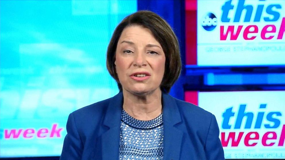 PHOTO: Democratic presidential candidate Amy Klobuchar appears on "This Week With George Stephanopoulos," Sept. 15, 2019.