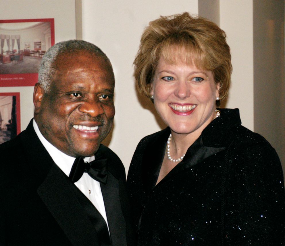 PHOTO: Supreme Court Justice Clarence Thomas and his wife Virginia, July 18, 2005.  