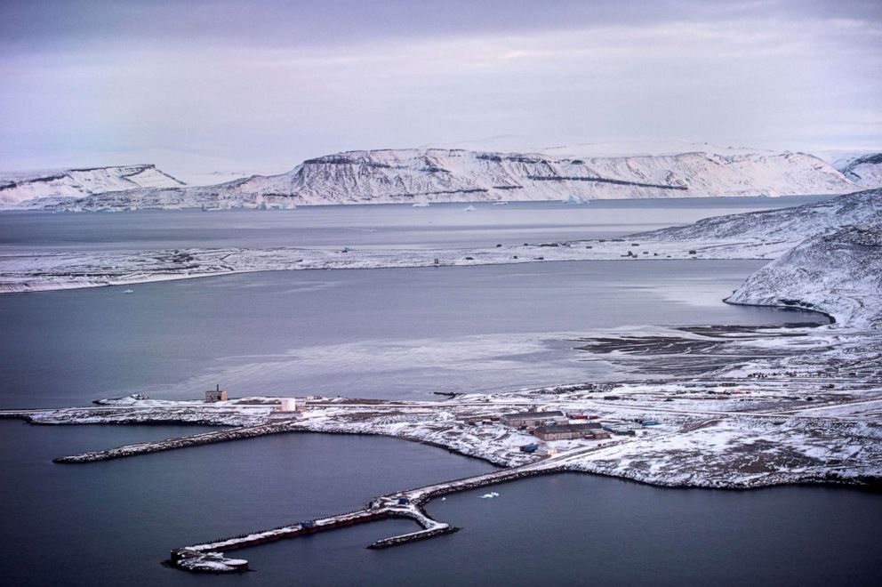 PHOTO: In this Oct. 8, 2019, file photo, the Thule Air Base, United States Air Force's northernmost base, on the island of Greenland, is shown.