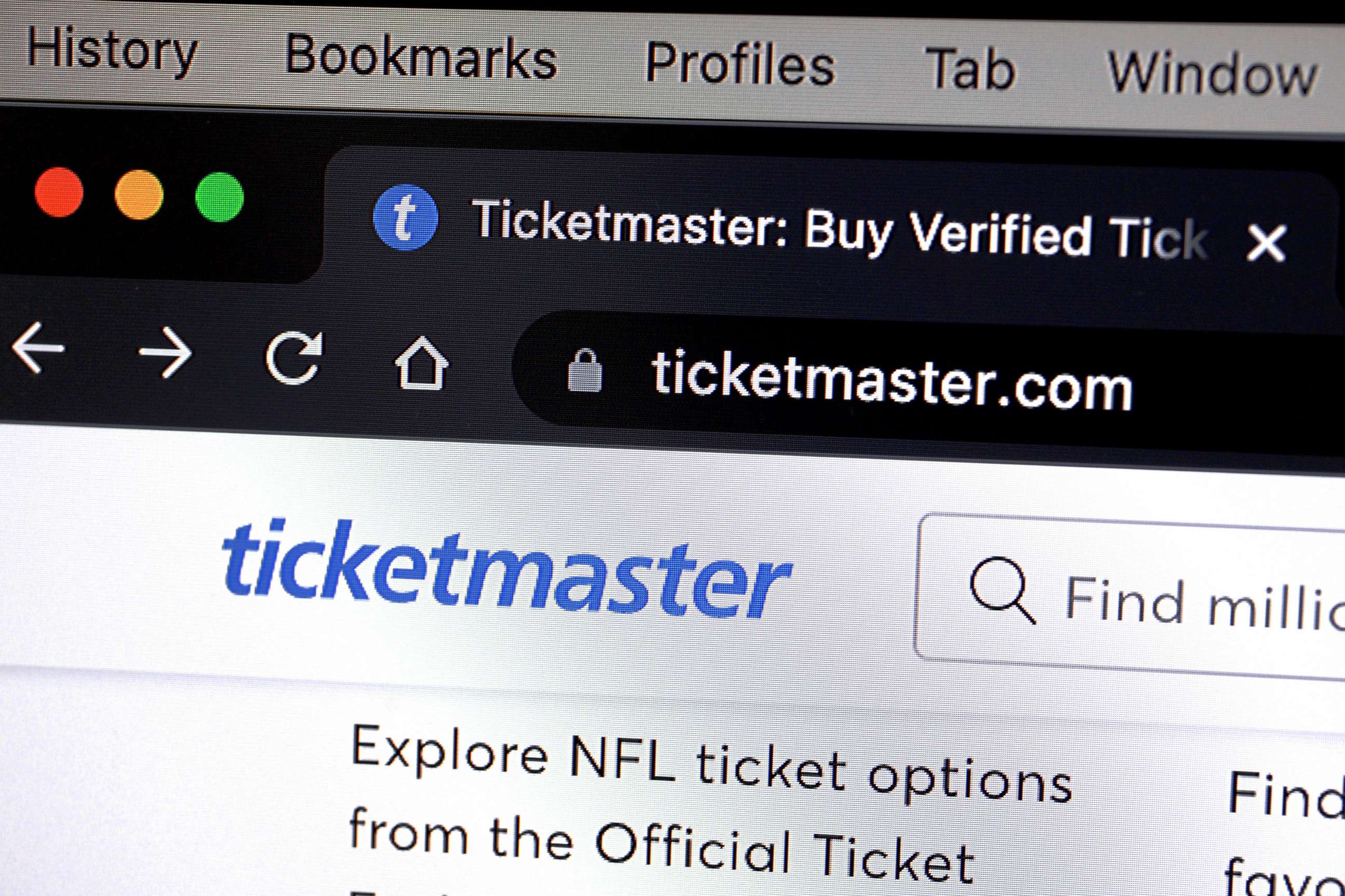 PHOTO: In this photo illustration, Ticketmaster website is shown on a computer screen on Nov. 18, 2022 in Miami, Fl.