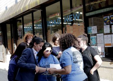PHOTO: Tiffany Caban consults her campaign team in Queens, New York, June 21, 2019.