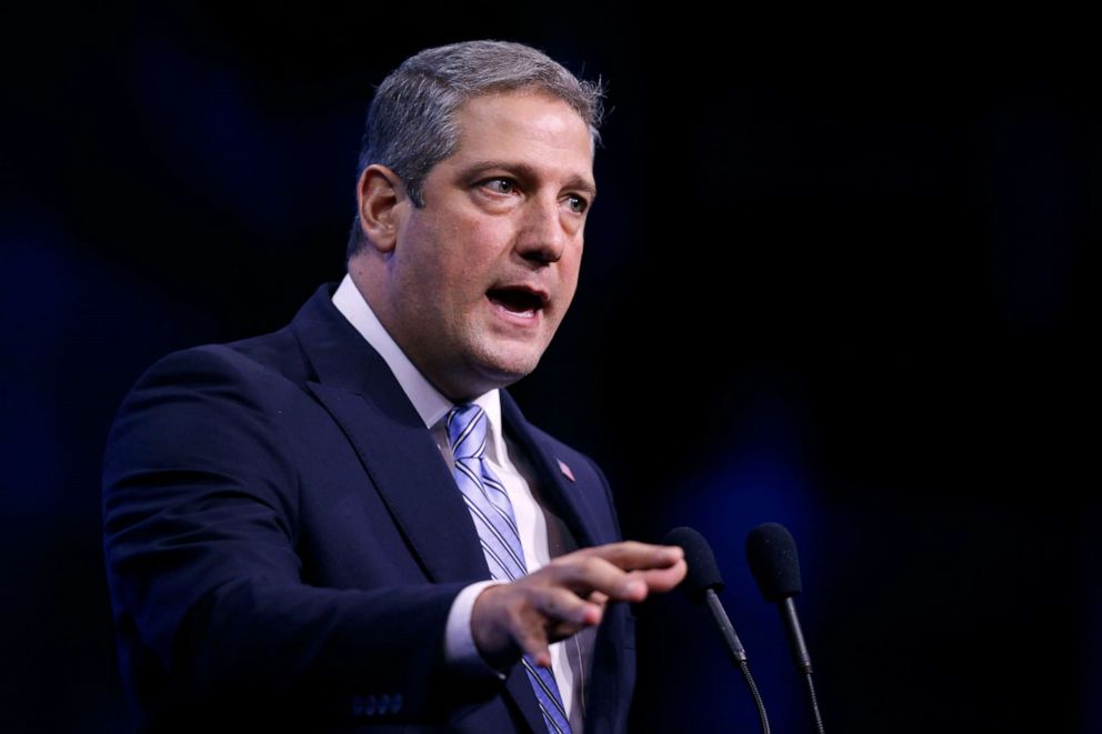 PHOTO: Democratic presidential candidate Rep. Tim Ryan speaks during the New Hampshire state Democratic Party convention in Manchester, N.H., Sept. 7, 2019.