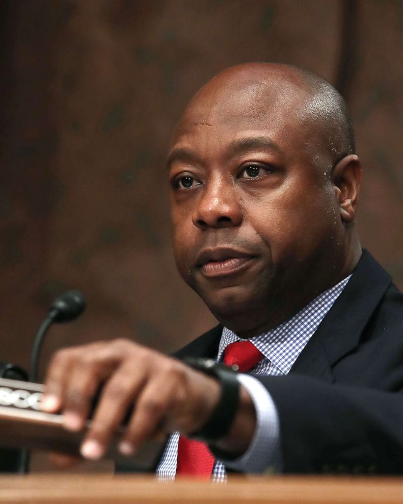 PHOTO: Sen. Tim Scott Scott participates in a Senate Banking, Housing and Urban Affairs Committee hearing on Capitol Hill, June 6, 2017 in Washington, D.C.