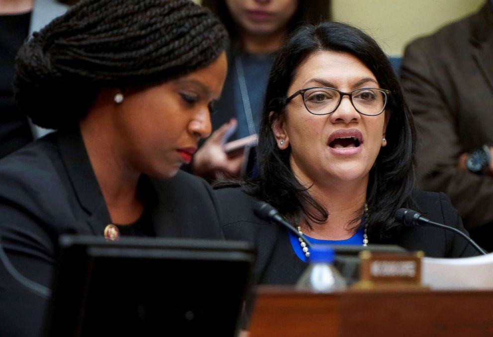 PHOTO: Rep. Rashida Tlaib questions Michael Cohen, the former personal attorney of President Donald Trump, as he testifies before a House Committee on Oversight and Reform hearing on Capitol Hill, Feb. 27, 2019.