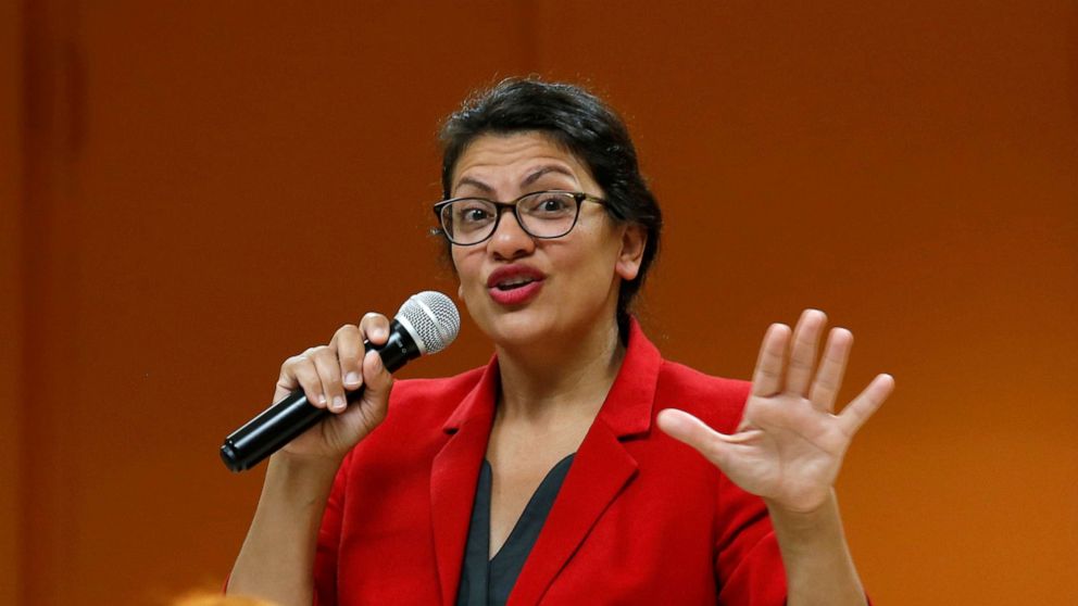 PHOTO: U.S. Congresswoman Rashida Tlaib addresses her constituents during a Town Hall style meeting in Inkster, Michigan, Aug. 15, 2019.