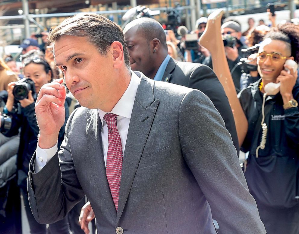 PHOTO: In this April 4, 2023, file photo, attorney Todd Blanche is seen as anti-Trump demonstrators and Trump supporters gather outside the Manhattan courthouse where former US President Donald Trump's court hearing is taking place in New York.