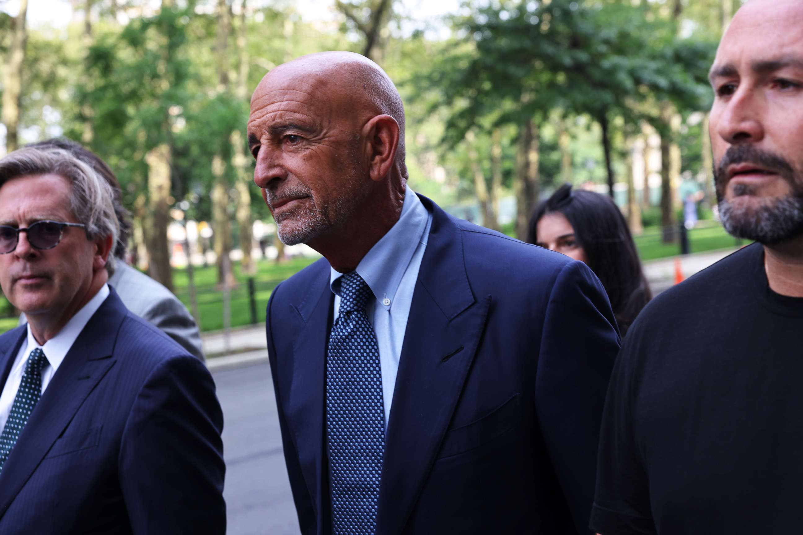 PHOTO: Thomas Barrack, a close adviser to former President Donald Trump and chair of his inaugural committee, arrives for a court appearance at the U.S. District Court of Eastern District in Downtown Brooklyn in New York, July 26, 2021.