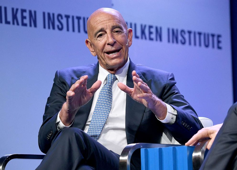 PHOTO: Thomas Barrack, Executive Chairman and CEO, Colony Capital, participates in a panel discussion during the annual Milken Institute Global Conference at the Beverly Hilton Hotel, April 28, 2019, in Beverly Hills, Calif.