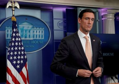 PHOTO: White House Homeland Security Adviser Tom Bossert speaks about the situation in Texas, during a news briefing at the White House on Aug. 31, 2017.