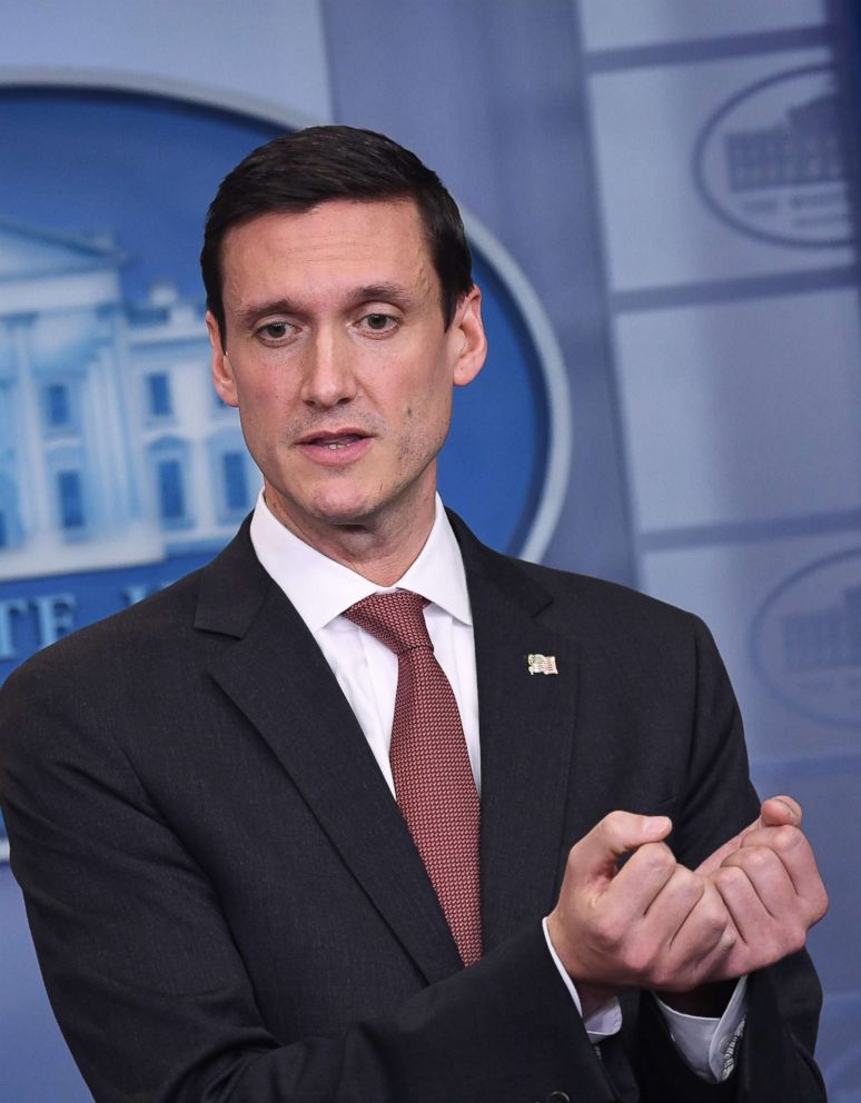 PHOTO: In this file photo taken on May 11, 2017 Homeland Security Advisor Tom Bossert speaks during the daily briefing at the White House.
