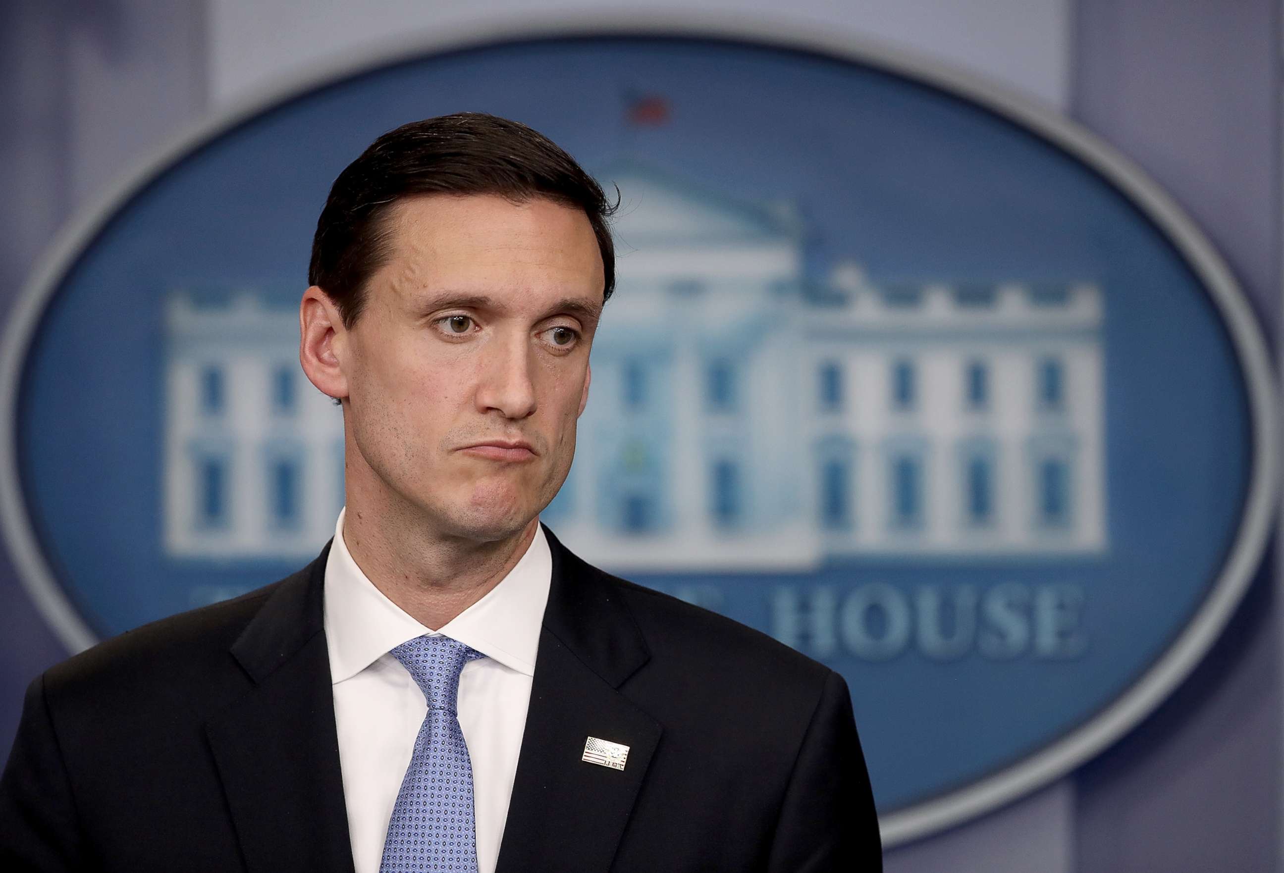PHOTO: White House Homeland Security Advisor Tom Bossert answers questions during a White House briefing Sept. 11, 2017 in Washington, DC.