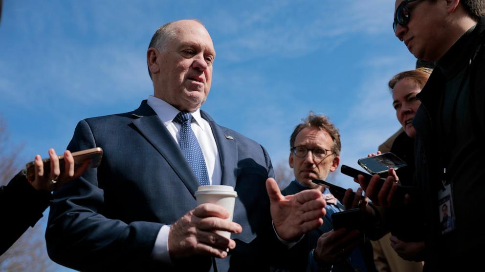 PHOTO: White House Border Czar Tom Homan speaks to reporters outside of the White House on March 07, 2025 in Washington, DC.