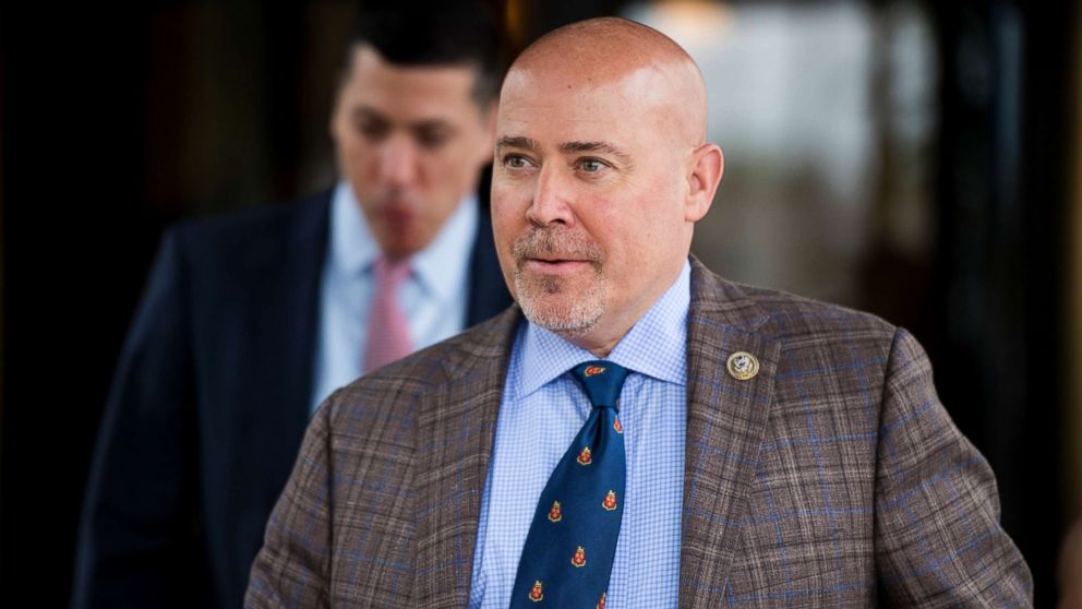 Rep. Tom MacArthur leaves the House Republican Conference meeting at the Capitol Hill Club, May 16, 2018.
