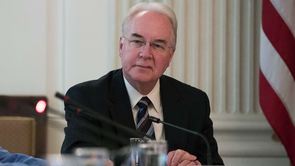 Secretary of Health and Human Services Tom Price attends an opioid roundtable discussion in Washington, Sept. 28, 2017. 