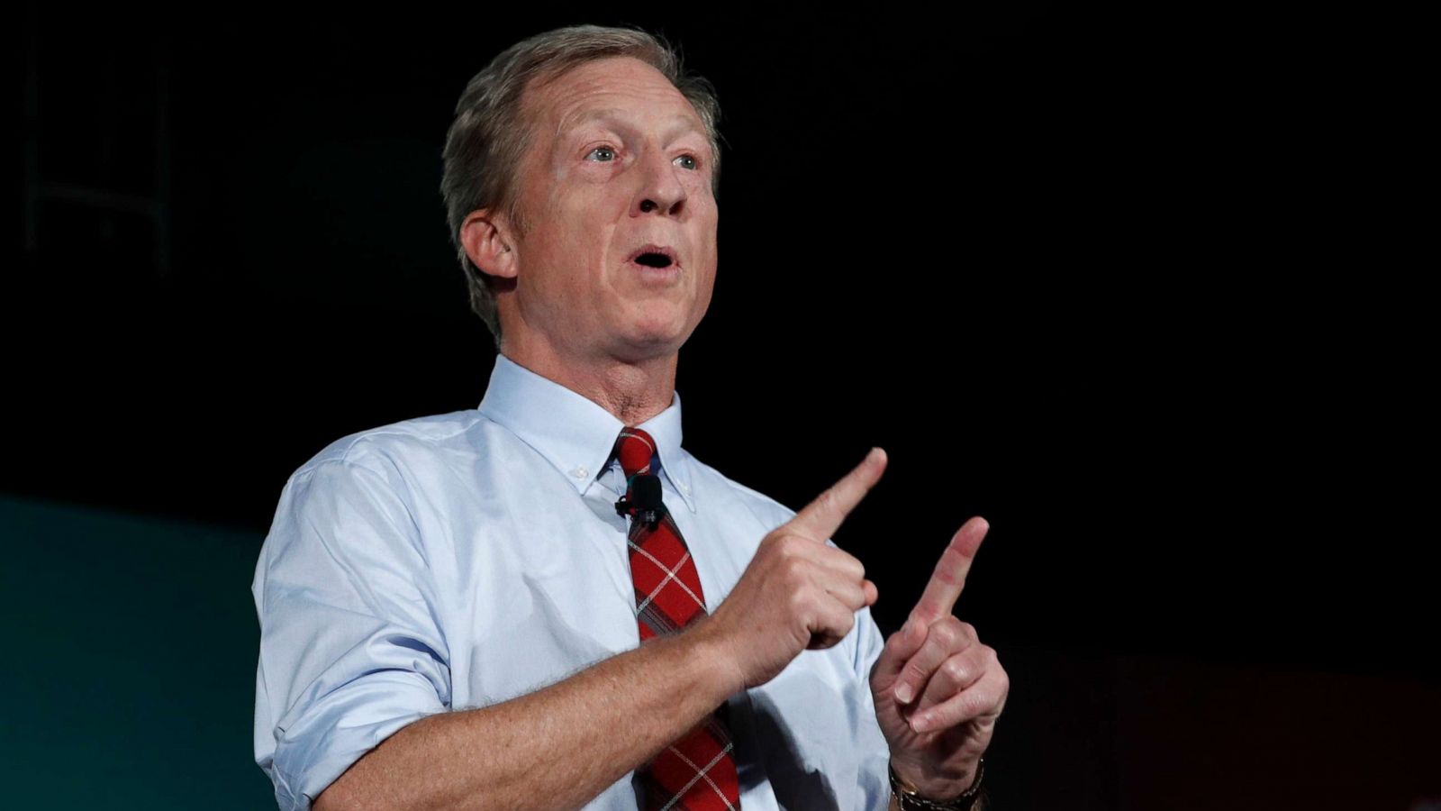 PHOTO: Democratic presidential candidate and businessman Tom Steyer speaks during a public employees union candidate forum, Aug. 3, 2019, in Las Vegas.