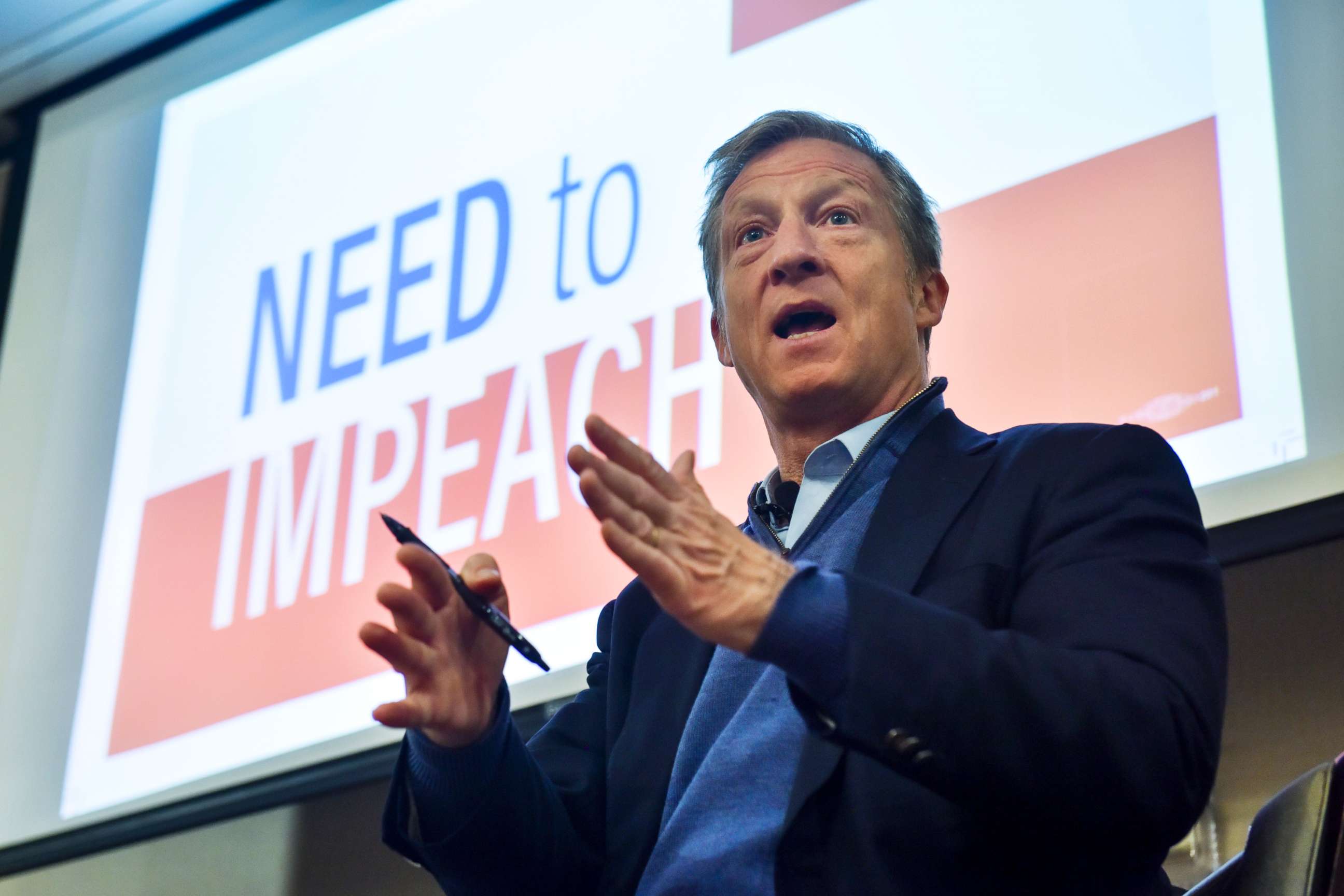 PHOTO: Tom Steyer holds one of his "Need to Impeach" town hall meetings at Doubletree Hotel on March 20, 2018, in Largo, Md.