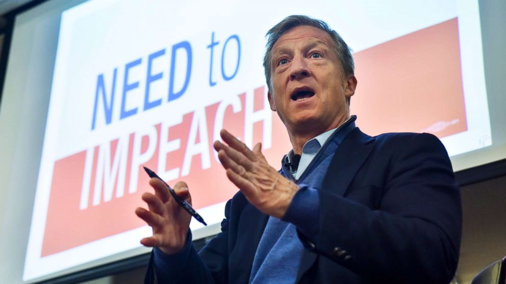 PHOTO: Tom Steyer holds one of his "Need to Impeach" town hall meetings at Doubletree Hotel on March 20, 2018, in Largo, Md.