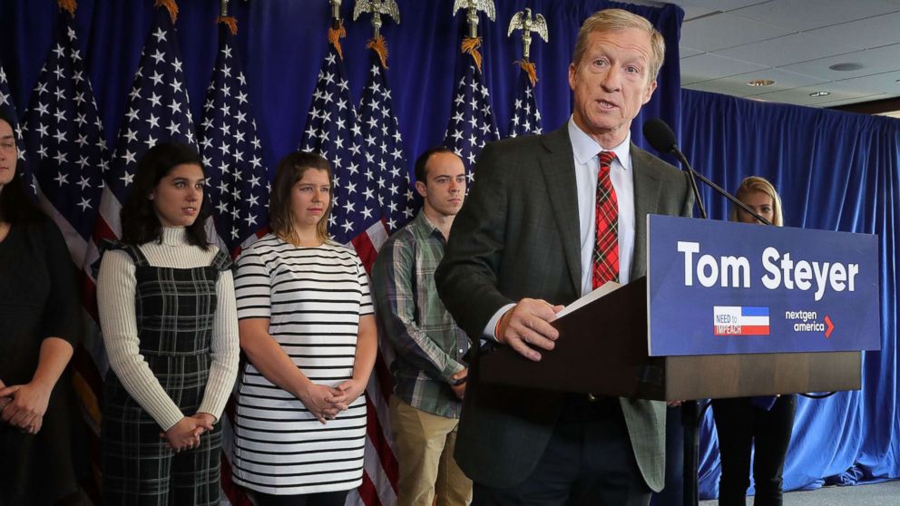 PHOTO: Hedge fund billionaire, Democratic mega-donor, and environmentalist Tom Steyer holds a news conference regarding his political future and plans Jan. 8, 2018, in Washington, DC.