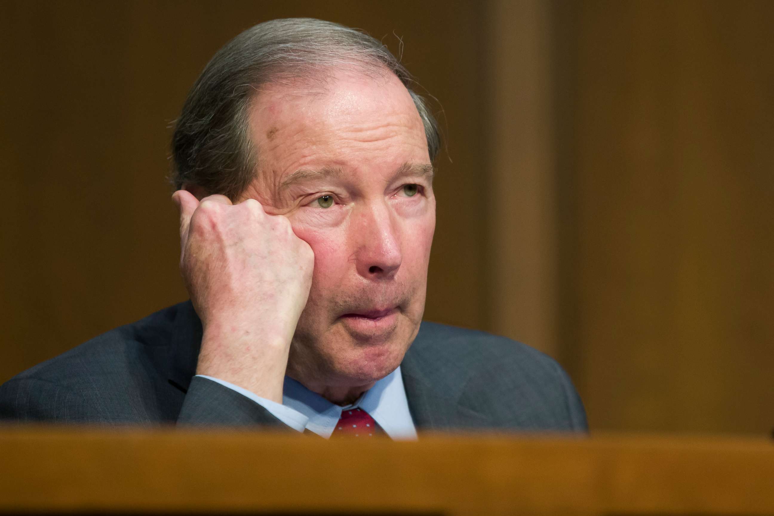 PHOTO: Sen. Tom Udall speaks during a Senate Transportation subcommittee hearing on on Capitol Hill, March 27, 2019, in Washington.