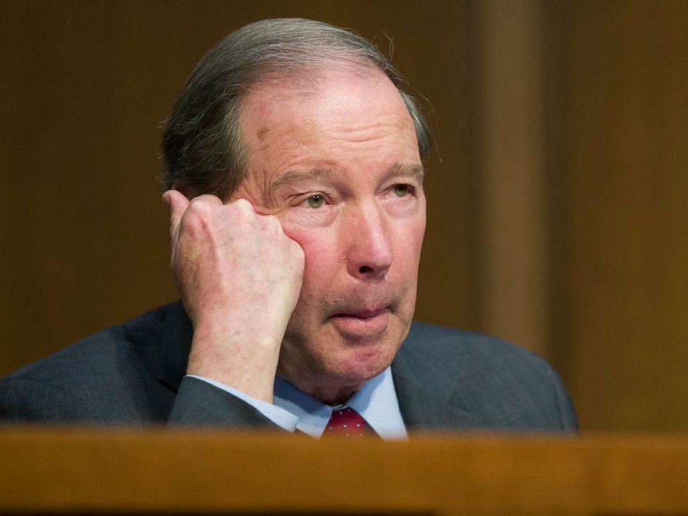 PHOTO: Sen. Tom Udall speaks during a Senate Transportation subcommittee hearing on on Capitol Hill, March 27, 2019, in Washington.