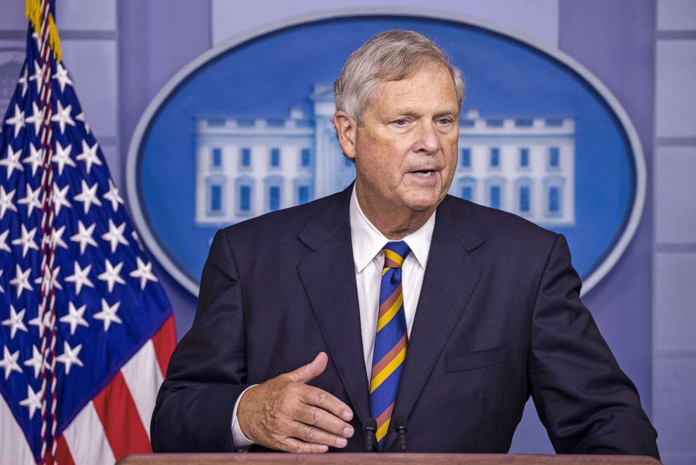 PHOTO: U.S. secretary of agriculture Tom Vilsack speaks during a news conference in the James S. Brady Press Briefing Room at the White House in Washington, D.C., Sept. 8, 2021. 