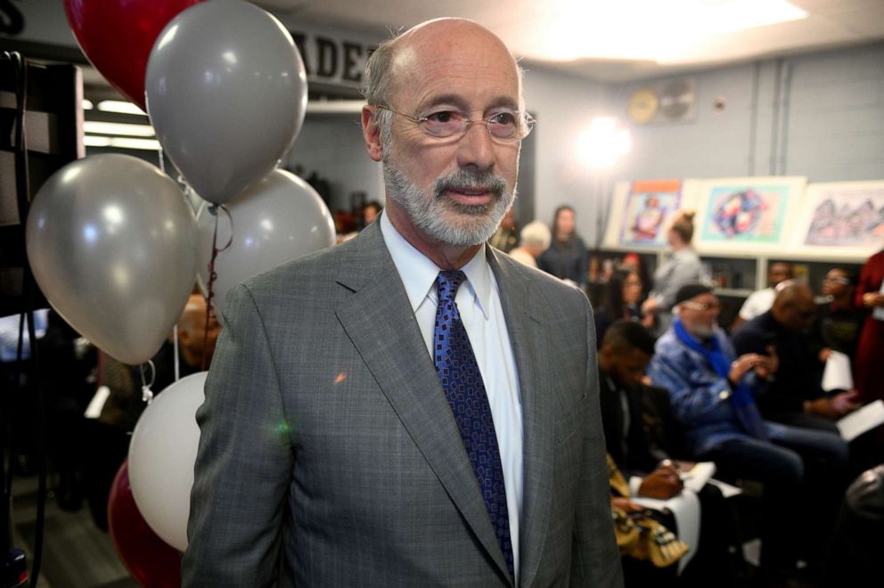 PHOTO: Gov. Tom Wolf speaks, as he is joined by a group of lawmakers to call for a collective support on the efforts to reduce gun violence, at an event at Parkway Northwest High School for Peace and Social Justice in Philadelphia, Feb. 28, 2020.