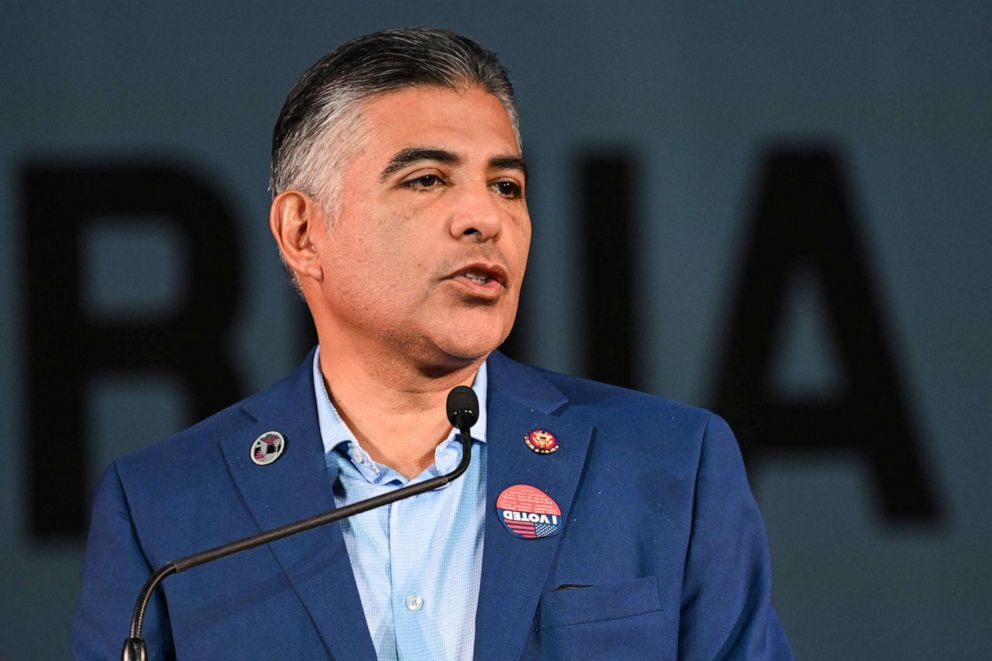 PHOTO: Rep. Tony Cardenas, D-Calif., speaks during an election night party with the Los Angeles County Democratic Party at the Hollywood Palladium in Los Angeles, Nov. 8, 2022.