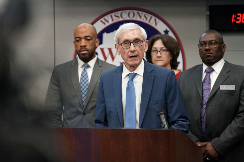 PHOTO: Gov. Tony Evers declares a public health emergency, March 12, 2020, in response to a growing number of cases of COVID-19, the respiratory disease caused by the new coronavirus, in Wisconsin.