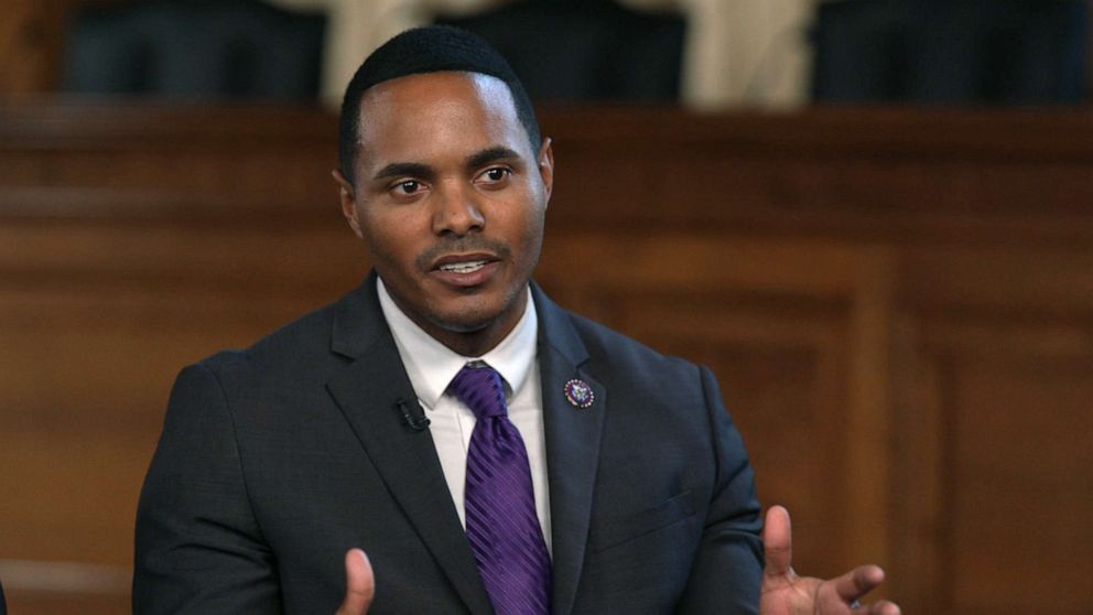 PHOTO: Rep. Richie Torres talks about mental health during a discussion with ABC News and other lawmakers, March 23, 2023.