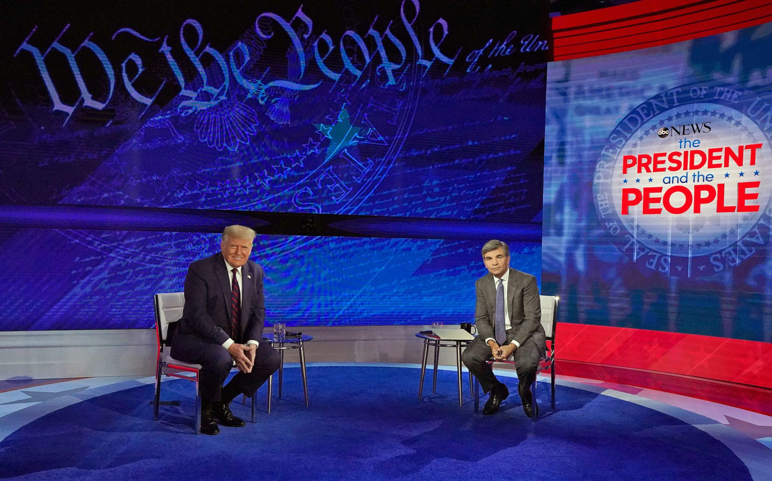 PHOTO: Seven weeks before Election Day, ABC News will host a town hall with President Donald Trump and uncommitted voters. ABC News chief anchor George Stephanopoulos will anchor the event in Philadelphia, Sept. 15, 2020. 