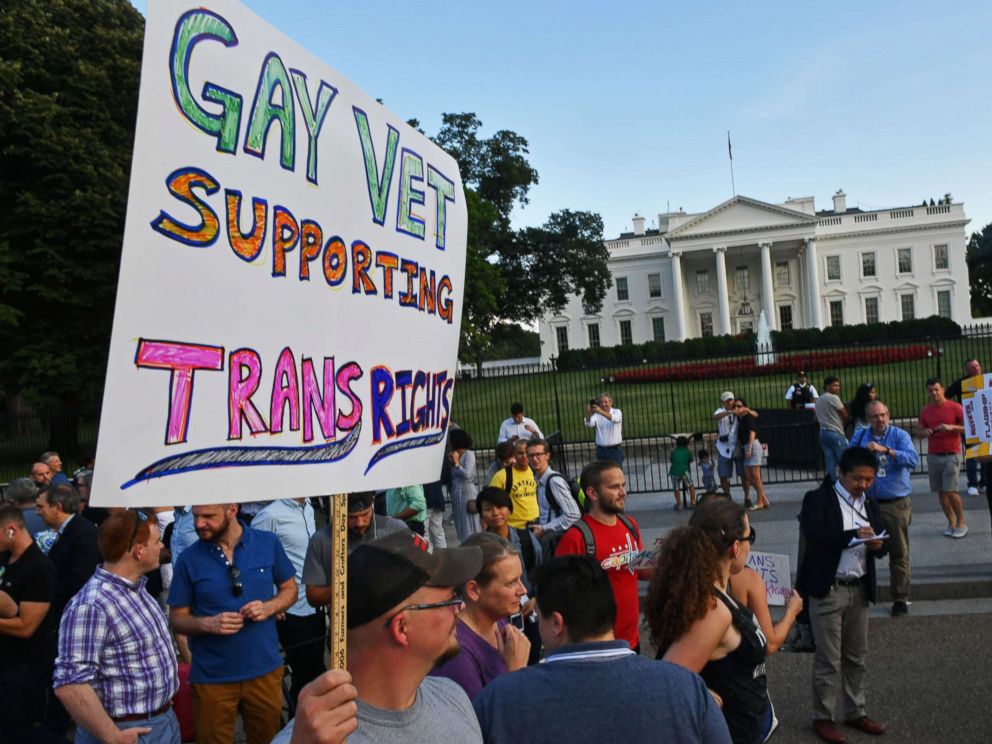 PHOTO: Demonstrators protest in front of the White House in Washington, D.C., July 26, 2017.