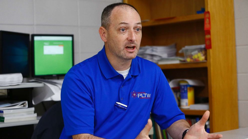 Travis Brenda, a teacher at Rockcastle County High School, speaks during an interview,  May 3, 2018. Brenda is running for the state House of Representatives.