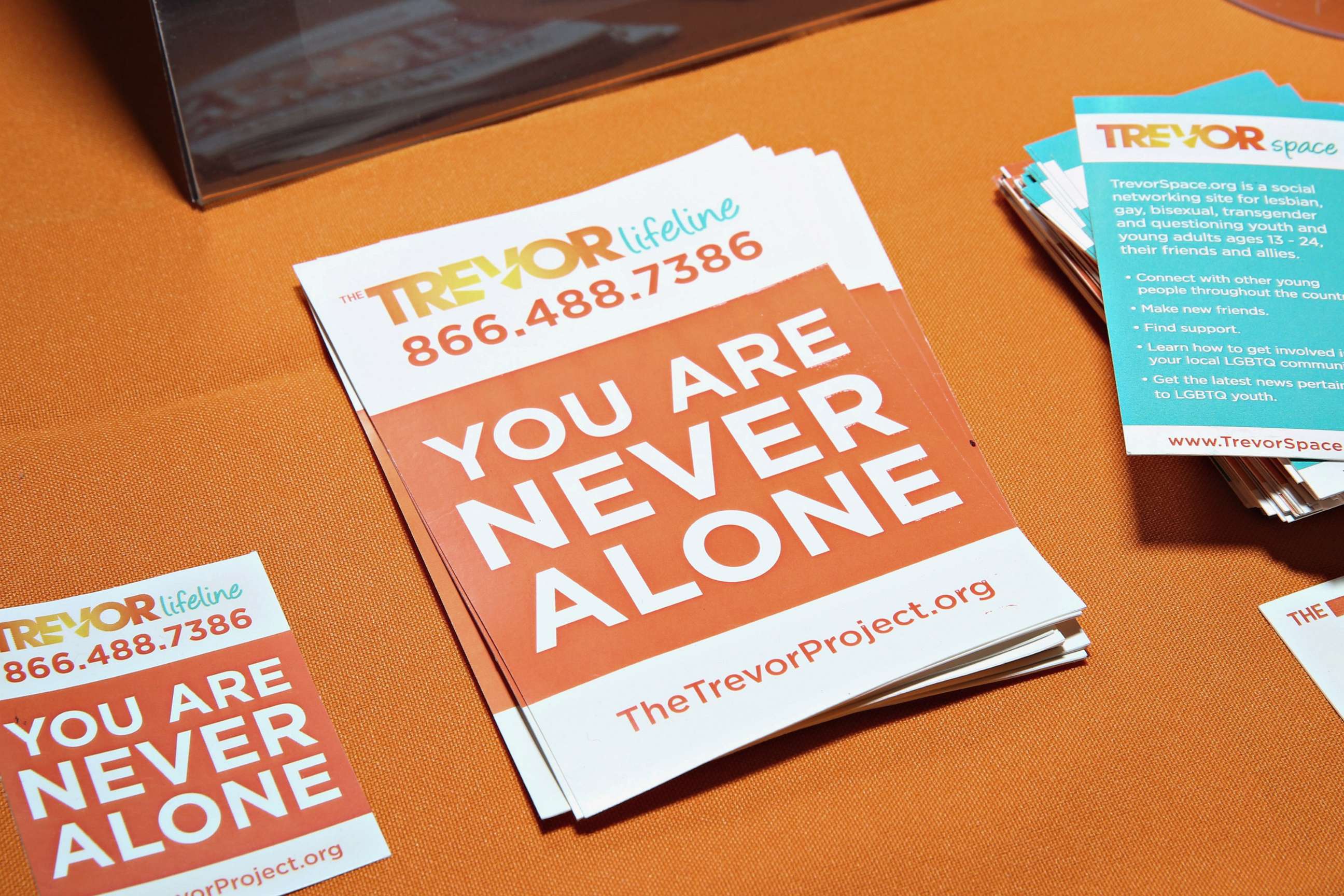 PHOTO: Pamphlets for attendees at The Trevor Project's NextGen Spring Flin, April 17, 2015, in New York City.
